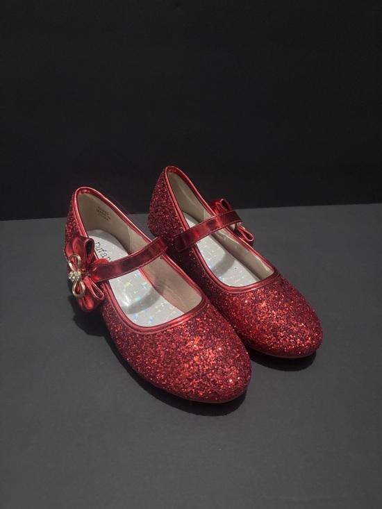 Other - NWOT Girls Size 1 Red Glitter Mary Jane Heels with Bow Accent